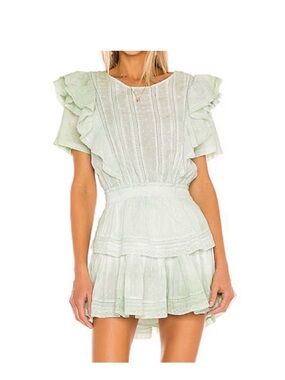 LoveShackFancy Mint Green Ruffle Mini Dress